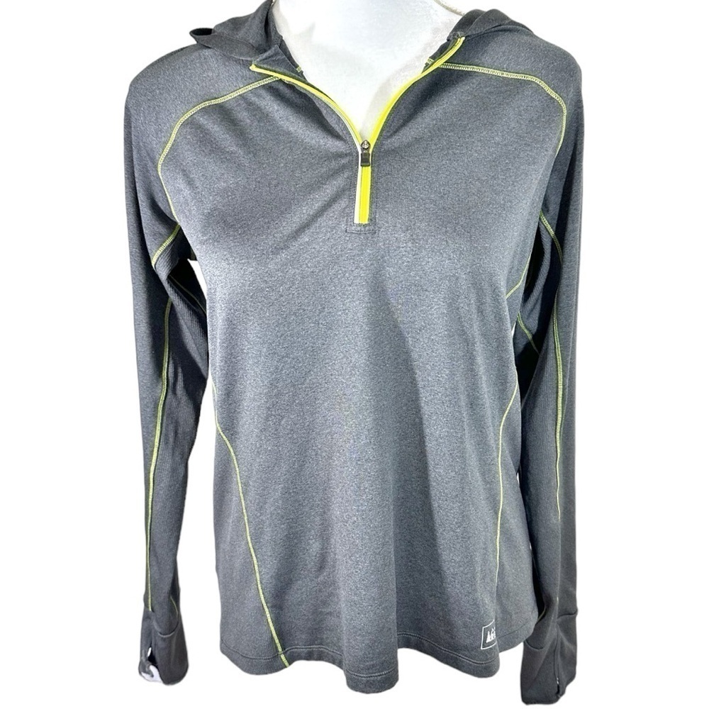 🌸REI Gray Hooded Long Sleeve 1/4 Zip Pullover Sweatshirt- Size L